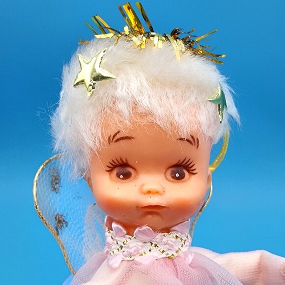 Vintage 1960s Pixie Angel Ballerina Ornament Pink Chiffon Tulle Wings Japan - Picture 3 of 10